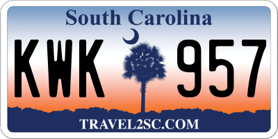 SC license plate KWK957