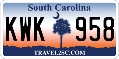 SC license plate KWK958