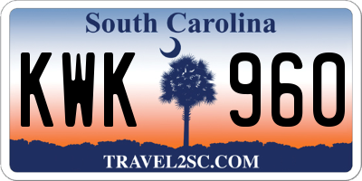 SC license plate KWK960