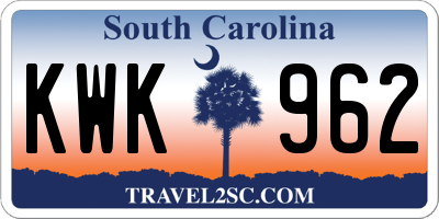 SC license plate KWK962