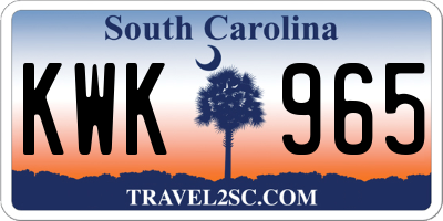 SC license plate KWK965