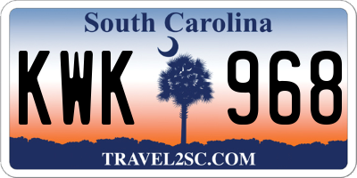 SC license plate KWK968