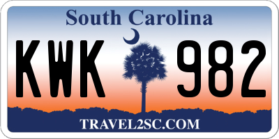 SC license plate KWK982