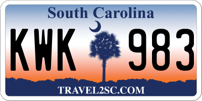 SC license plate KWK983