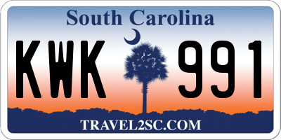 SC license plate KWK991