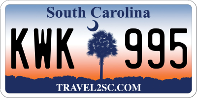 SC license plate KWK995