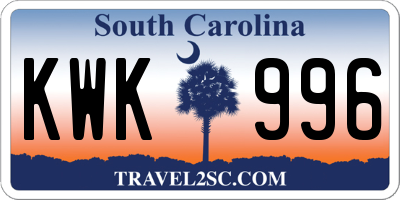 SC license plate KWK996