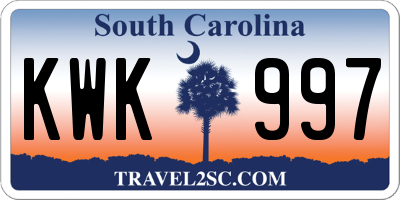 SC license plate KWK997