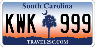 SC license plate KWK999