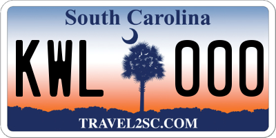 SC license plate KWL000