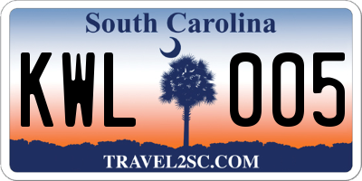 SC license plate KWL005