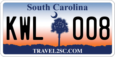 SC license plate KWL008
