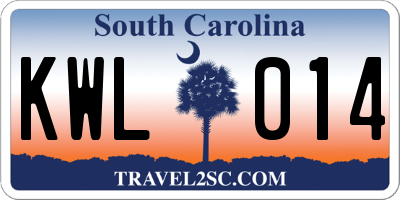 SC license plate KWL014