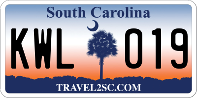 SC license plate KWL019