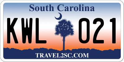 SC license plate KWL021