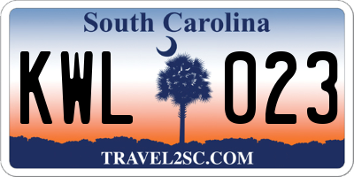 SC license plate KWL023