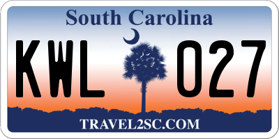 SC license plate KWL027