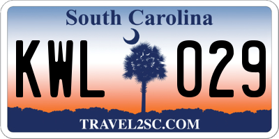 SC license plate KWL029