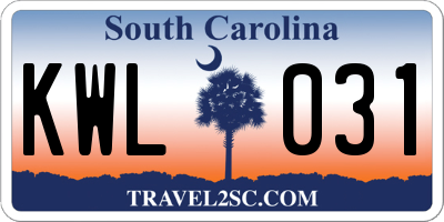SC license plate KWL031