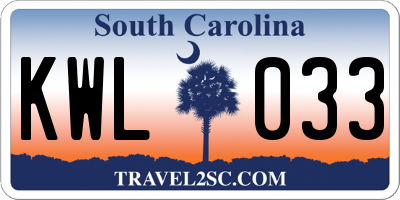 SC license plate KWL033