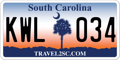 SC license plate KWL034