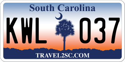 SC license plate KWL037