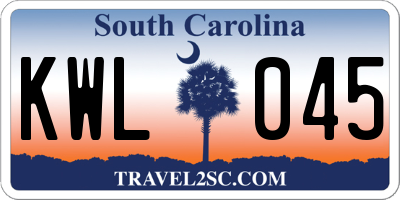 SC license plate KWL045