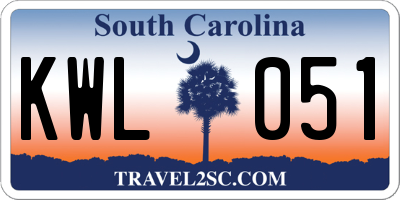 SC license plate KWL051