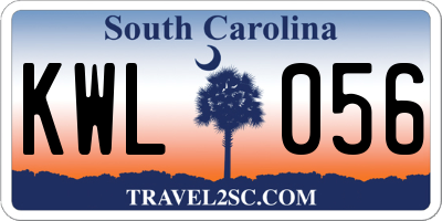 SC license plate KWL056