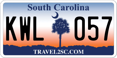 SC license plate KWL057