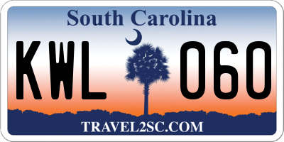 SC license plate KWL060