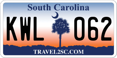 SC license plate KWL062