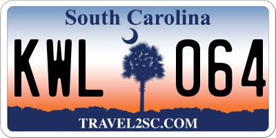 SC license plate KWL064