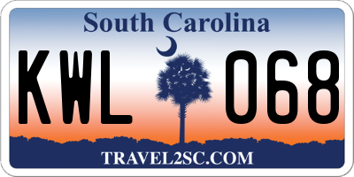 SC license plate KWL068