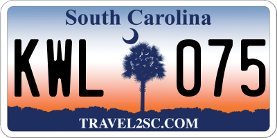 SC license plate KWL075