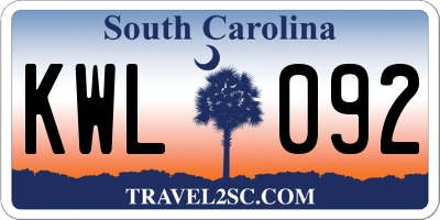 SC license plate KWL092