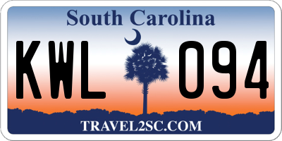 SC license plate KWL094