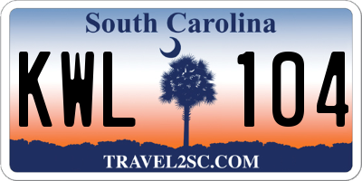 SC license plate KWL104