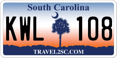 SC license plate KWL108