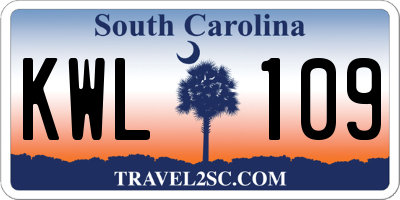 SC license plate KWL109