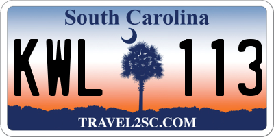 SC license plate KWL113
