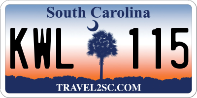 SC license plate KWL115