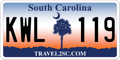 SC license plate KWL119