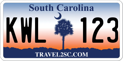 SC license plate KWL123