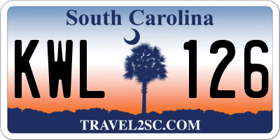 SC license plate KWL126