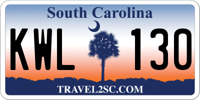 SC license plate KWL130