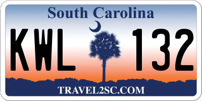 SC license plate KWL132