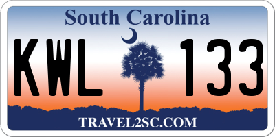 SC license plate KWL133