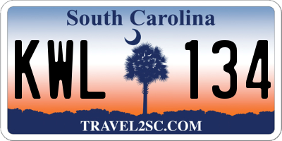 SC license plate KWL134