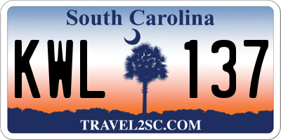 SC license plate KWL137